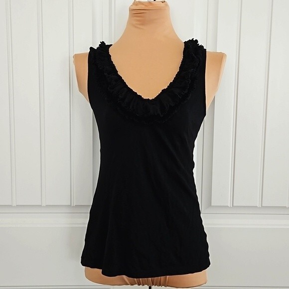 Express dreamweight cotton tank ruffle v-neck S versatile - Picture 2 of 7